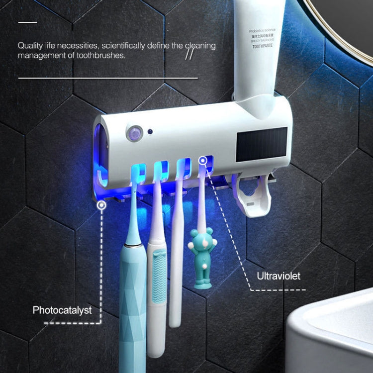 Ultraviolet Toothbrush Sterilizer Bathroom Wall-mounted Toothbrush Holder (White)