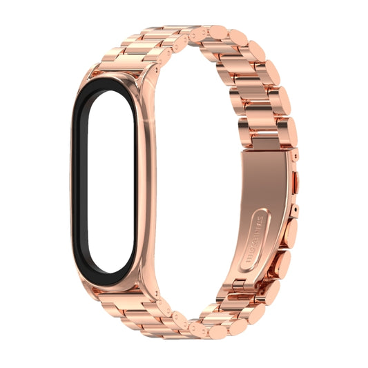 Mijobs Stainless Steel Metal Watch Band for Xiaomi Mi Band 3 & 4 & 5 & 6(Rose Gold) - Watch Bands by MIJOBS | Online Shopping South Africa | PMC Jewellery | Buy Now Pay Later Mobicred