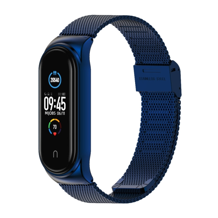 Mijobs Milan CS Screwless Buckle Metal Watch Band Case for Xiaomi Mi Band 3 & 4 & 5 & 6, Host not Included(Blue) - Watch Bands by MIJOBS | Online Shopping South Africa | PMC TechLife | Buy Now Pay Later Mobicred
