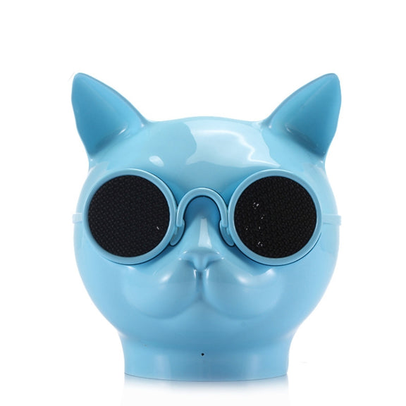 T8 Mini Cat Shape Stereo Wireless Bluetooth Speaker, Support Hands-free / TF Card / FM(Blue)