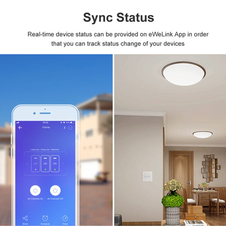 Sonoff T2 Touch 86mm Tempered Glass Panel Wall Switch Smart Home Light Touch Switch, Compatible with Alexa and Google Home, AC 100V-240V, EU Plug - Smart Switch by PMC TechLife | Online Shopping South Africa | PMC TechLife