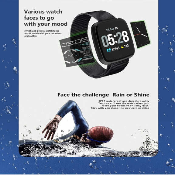 DTNO.1 G12 1.3 inches OLED Color Screen Smart Bracelet IP67 Water-resistant, Steel Watchband, Support Call Reminder /Heart Rate Monitoring /Sedentary Reminder /Multi-sport Mode(Black)