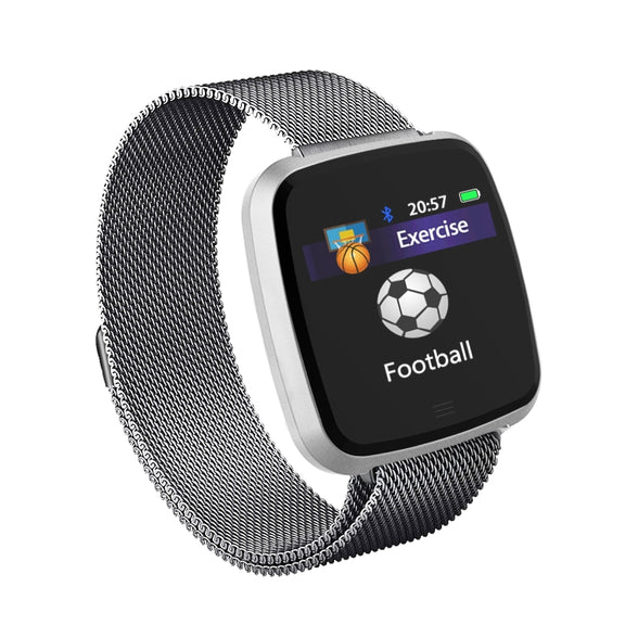 DTNO.1 G12 1.3 inches OLED Color Screen Smart Bracelet IP67 Water-resistant, Steel Watchband, Support Call Reminder /Heart Rate Monitoring /Sedentary Reminder /Multi-sport Mode(Silver)