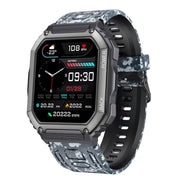 KR06 Water-resistant Pedometer Sport Smart Watch, Support Heart Rate / Blood Pressure Monitoring / BT Calling (Camouflage Black)