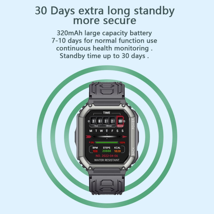 KR06 Water-resistant Pedometer Sport Smart Watch, Support Heart Rate / Blood Pressure Monitoring / BT Calling (Camouflage Black)