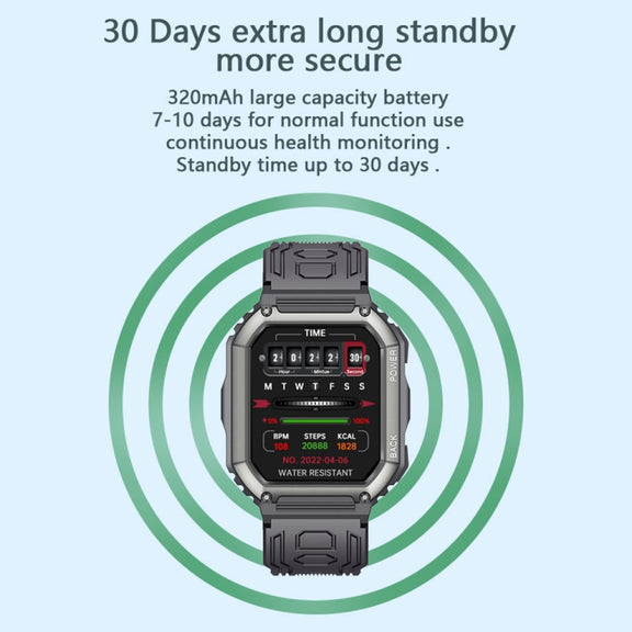 KR06 Water-resistant Pedometer Sport Smart Watch, Support Heart Rate / Blood Pressure Monitoring / BT Calling(Black)