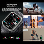 KR06 Water-resistant Pedometer Sport Smart Watch, Support Heart Rate / Blood Pressure Monitoring / BT Calling (Camouflage Black)