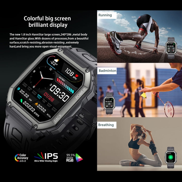 KR06 Water-resistant Pedometer Sport Smart Watch, Support Heart Rate / Blood Pressure Monitoring / BT Calling (Camouflage Black)