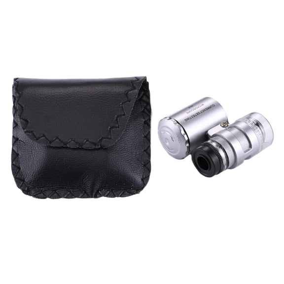 Mini Portable 60X Jewelry Appraisal Microscope with LED Light & Currency Detecting Function
