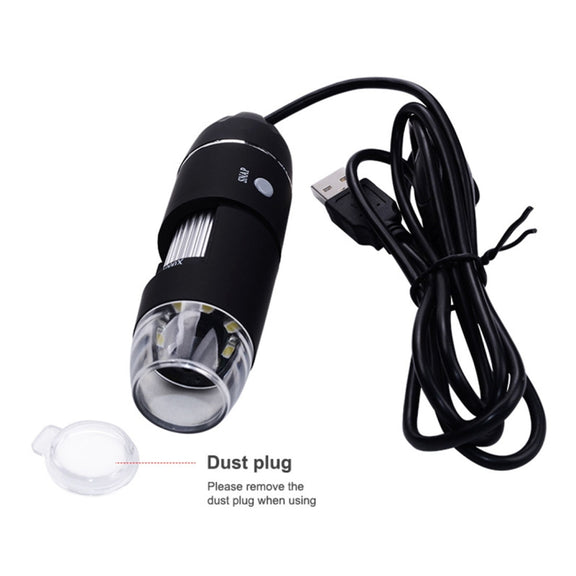 1000X Magnifier 0.3MP Image Sensor USB Digital Microscope with 8 LED & Professional Stand(Black)