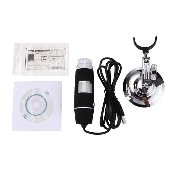 1000X Magnifier 0.3MP Image Sensor USB Digital Microscope with 8 LED & Professional Stand(Black)