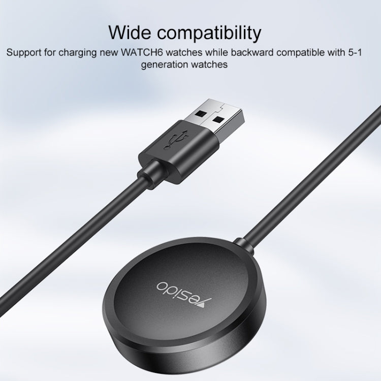 For Samsung Watch Yesido CA161 USB Magnetic Charger, Cable Length: 1m (Black) - Charger by Yesido | Online Shopping South Africa | PMC TechLife | Buy Now Pay Later Mobicred