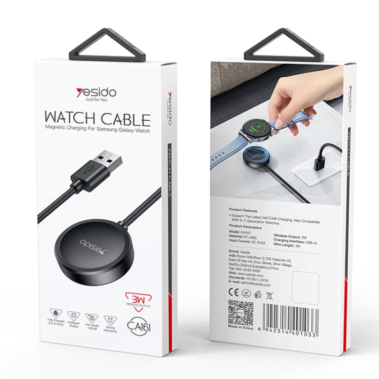 For Samsung Watch Yesido CA161 USB Magnetic Charger, Cable Length: 1m (Black) - Charger by Yesido | Online Shopping South Africa | PMC Jewellery | Buy Now Pay Later Mobicred