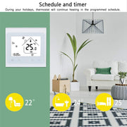 BHT-002GBLW 16A Load Electronic Heating Type LCD Digital Heating Room Thermostat with Sensor & Time Display, WiFi Control(White)