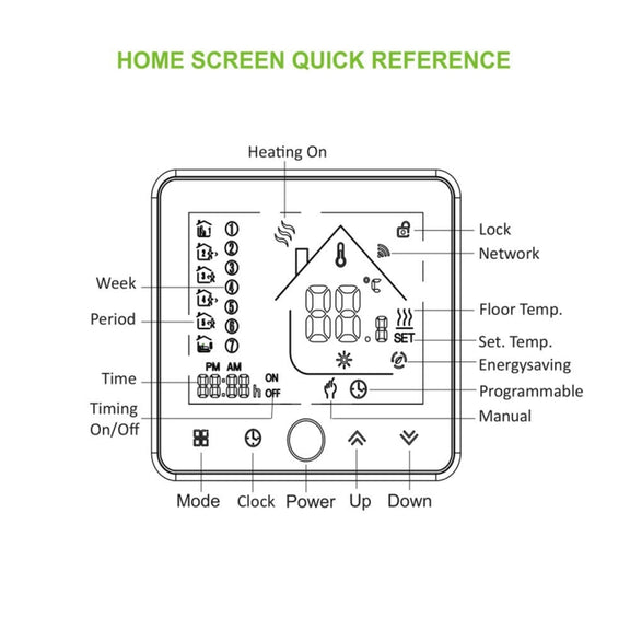 BHT-002GCLW 3A Load Water / Gas Boiler Type LCD Digital Heating Room Thermostat with Time Display, WiFi Control(White)