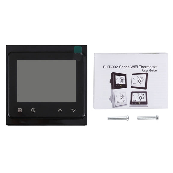 BHT-002GALW 3A Load Water Heating Type LCD Digital Heating Room Thermostat with Time Display, WiFi Control(Black)
