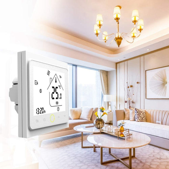 BHT-002GALW 3A Load Water Heating Type LCD Digital Heating Room Thermostat with Time Display, WiFi Control(White)