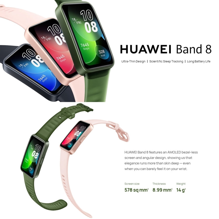 HUAWEI Band 8 NFC 1.47 inch AMOLED Smart Watch, Support Heart Rate / Blood Pressure / Blood Oxygen / Sleep Monitoring(Emerald) - free shipping - PMC TechLife - Order now!