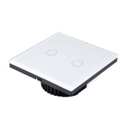 86mm 2 Gang Tempered Glass Panel Wall Switch Smart Home Light Touch Switch with RF433 Remote Controller, AC 110V-240V(Gold)