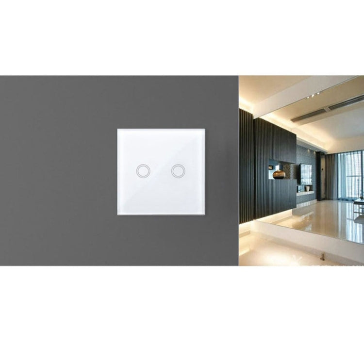 86mm 2 Gang Tempered Glass Panel Wall Switch Smart Home Light Touch Switch with RF433 Remote Controller, AC 110V-240V(Gold) - Smart Switch by PMC TechLife | Online Shopping South Africa | PMC TechLife