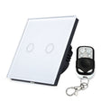 86mm 2 Gang Tempered Glass Panel Wall Switch Smart Home Light Touch Switch with RF433 Remote Controller, AC 110V-240V(White) - Smart Switch by PMC TechLife | Online Shopping South Africa | PMC TechLife