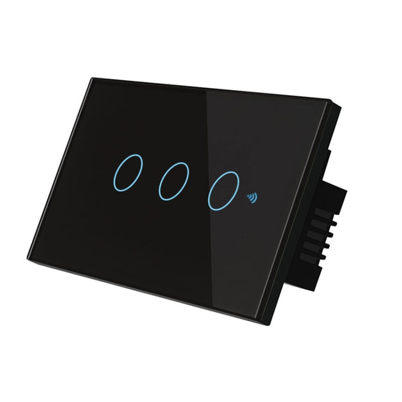 TC120 Wifi Smart Light Switch Glass Screen Touch Panel Voice Control Wireless Wall Switch Work with Alexa Echo / Google Home (Black)