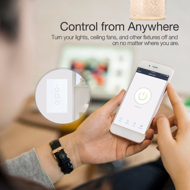 TC120 Wifi Smart Light Switch Glass Screen Touch Panel Voice Control Wireless Wall Switch Work with Alexa Echo / Google Home (Black)
