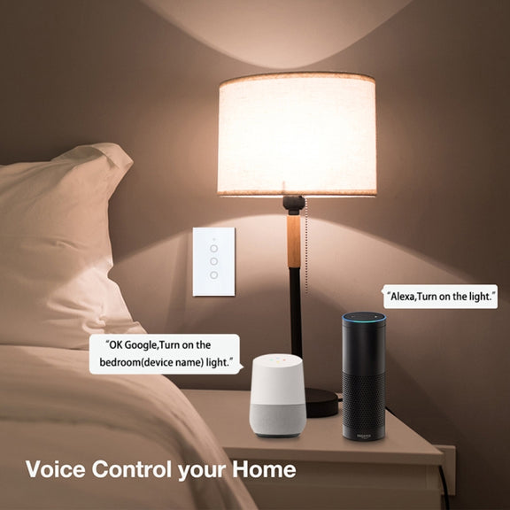 TC120 Wifi Smart Light Switch Glass Screen Touch Panel Voice Control Wireless Wall Switch Work with Alexa Echo / Google Home (Black)