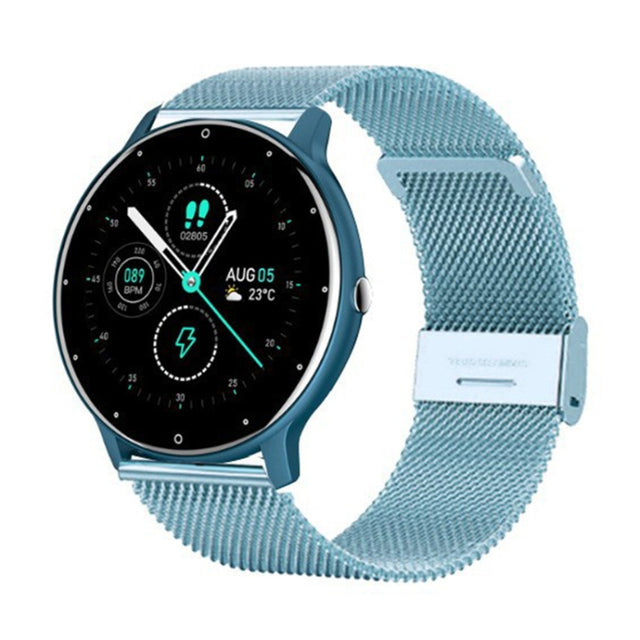 ZL02D 1.28 inch IP67 Water-resistant Steel Band Smart Watch Support Heart Rate Monitoring (Blue)