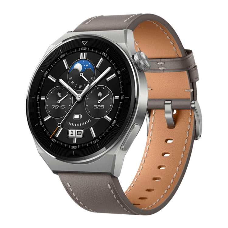 HUAWEI WATCH GT 3 Pro Titanium Smart Watch 46mm Genuine Leather Wristband, 1.43 inch AMOLED Screen, Support ECG / GPS / 14-days Battery Life(Grey) - free shipping - PMC TechLife - Order now!