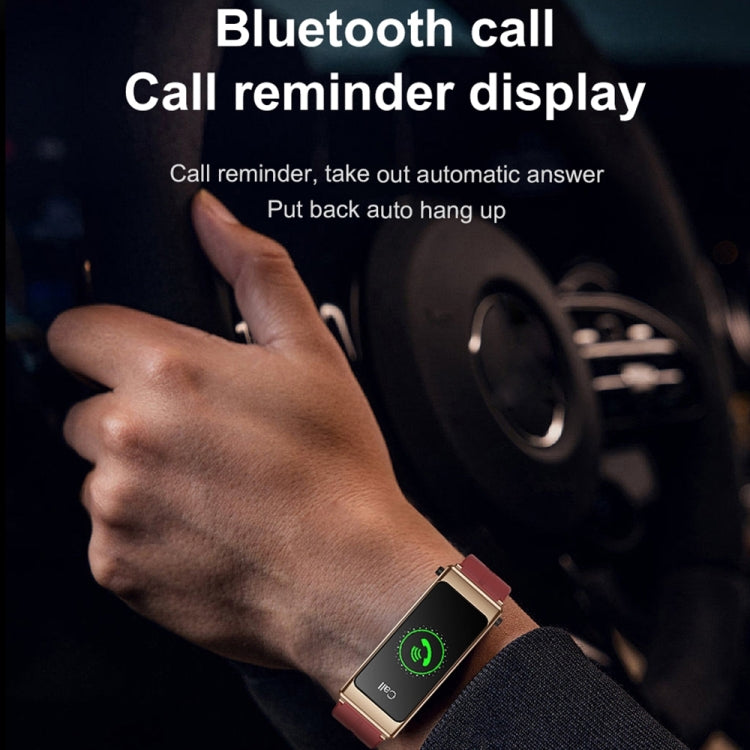 K13 1.14 inch Leather Band Earphone Detachable Smart Watch Support Bluetooth Call (Brown)
