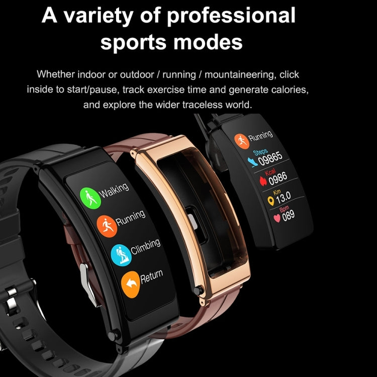 K13 1.14 inch Leather Band Earphone Detachable Smart Watch Support Bluetooth Call (Brown)
