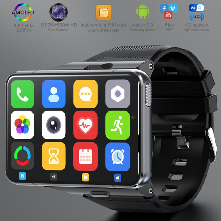 LOKMAT APPLLP Max 4G Call Smart Watch, 2.88 inch MTK6761 Quad Core, 4GB+64GB, Android  9.0, GPS, Heart Rate (Black)