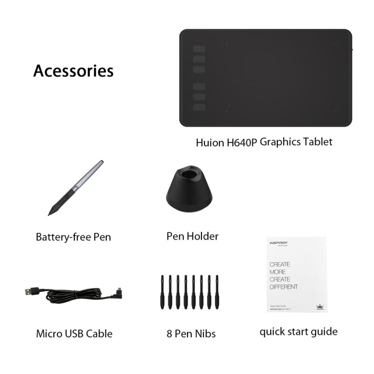 HUION Inspiroy Series H640P 5080LPI Professional Art USB Graphics Drawing Tablet for Windows / Mac OS, with Battery-free Pen - free shipping - PMC Jewellery - Order now!