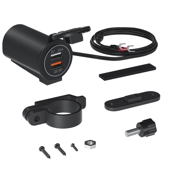 ZH-723F1 Car / Motorcycle QC3.0 Cell Phone Fast Charging Dual USB Car Charger(Blue Light)
