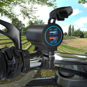 ZH-723F1 Car / Motorcycle QC3.0 Cell Phone Fast Charging Dual USB Car Charger(Blue Light)