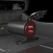 ZH-723F2 Car / Motorcycle QC3.0 Cell Phone Fast Charging Dual USB Car Charger(Red Light)