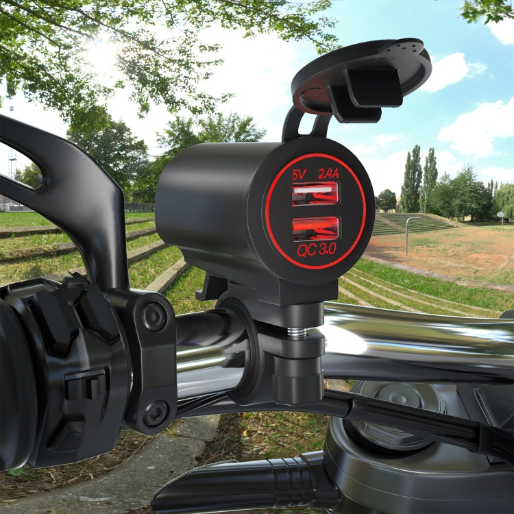 ZH-723F2 Car / Motorcycle QC3.0 Cell Phone Fast Charging Dual USB Car Charger(Red Light)