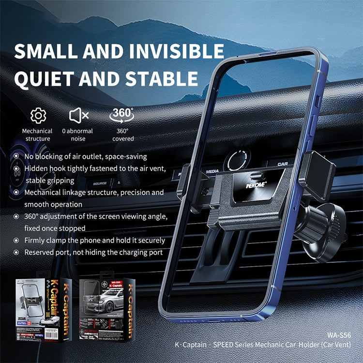 WK WA-S56 K Captain Speed Series Mechanic Car Air Outlet Phone Holder - Car Holders by WK | Online Shopping South Africa | PMC TechLife