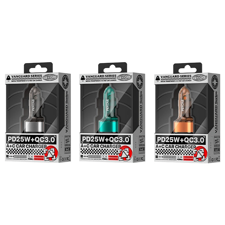 WK WP-C45 Vanguard Series Mecha Transparent USB+Type-C Fast Car Charger (Grey)
