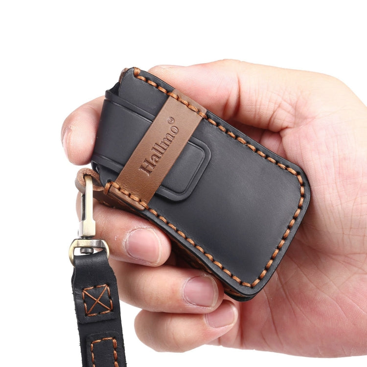 For Lexus 3-button Hallmo Car Cowhide Leather Key Protective Cover Key Case(Blue) - Car Key Cases by Hallmo | Online Shopping South Africa | PMC TechLife | Buy Now Pay Later Mobicred