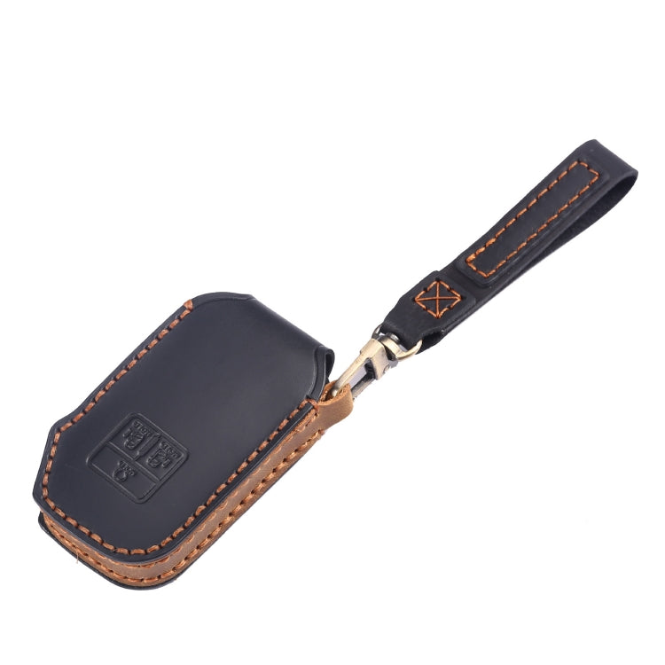 For KIA Carnival EX / SX Hallmo Car Cowhide Leather Key Protective Cover Key Case(Black) - Car Key Cases by Hallmo | Online Shopping South Africa | PMC TechLife | Buy Now Pay Later Mobicred