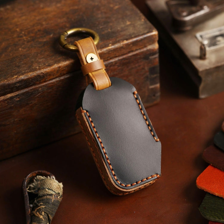 For Kia Sorento Hallmo Car Cowhide Leather Key Protective Cover Key Case(Black) - Car Key Cases by Hallmo | Online Shopping South Africa | PMC TechLife