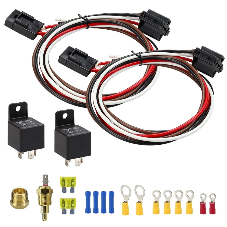 Car 12V 40A 175-185 Degree Thermostat Dual Electric Cooling Fan Wiring Relay Sensor Kit - DIY Cables by PMC TechLife | Online Shopping South Africa | PMC TechLife