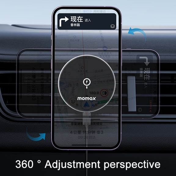 MOMAX CM25A Magnetic Wireless Charger Car Air Outlet Phone Holder
