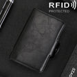 X-7 Antimagnetic RFID  Multi-functional Aluminum Crazy Horse Texture Leather Card Bag Wallet(Black) - free shipping - PMC TechLife - Order now!