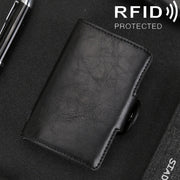X-7 Antimagnetic RFID  Multi-functional Aluminum Crazy Horse Texture Leather Card Bag Wallet(Black)