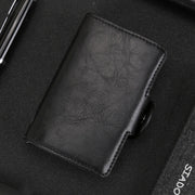 X-7 Antimagnetic RFID  Multi-functional Aluminum Crazy Horse Texture Leather Card Bag Wallet(Black)