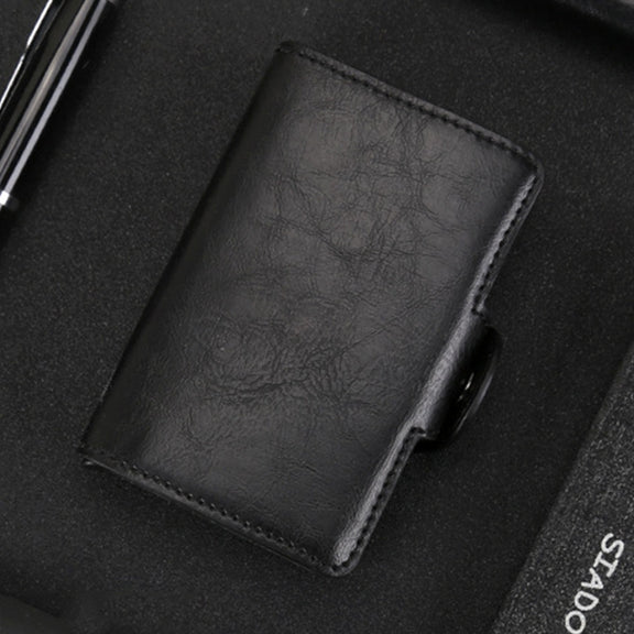 X-7 Antimagnetic RFID  Multi-functional Aluminum Crazy Horse Texture Leather Card Bag Wallet(Black)
