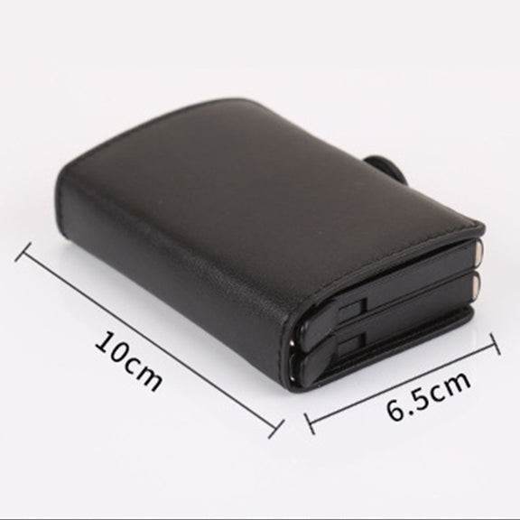 X-7 Antimagnetic RFID  Multi-functional Aluminum Crazy Horse Texture Leather Card Bag Wallet(Black)